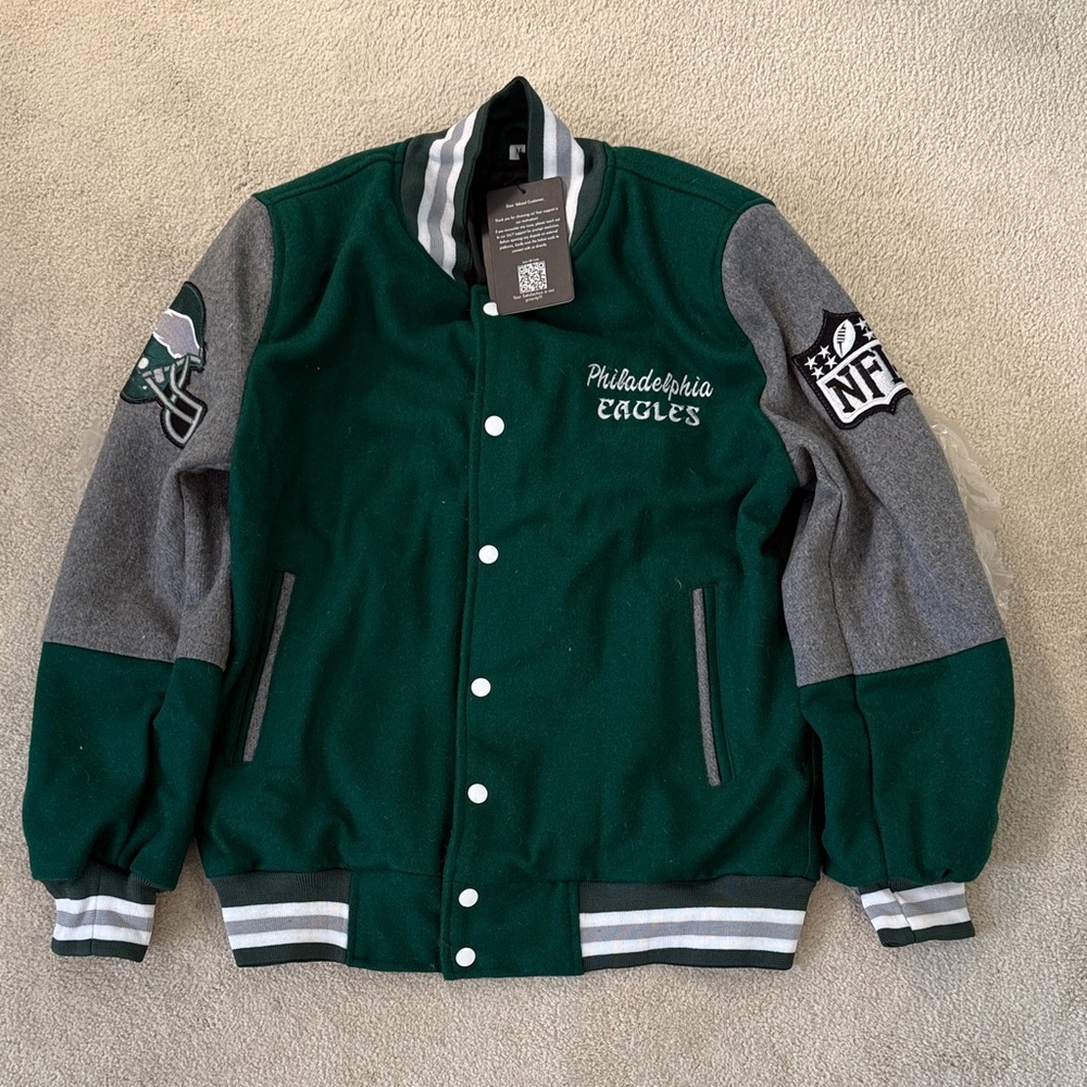 NWT - Philadelphia Eagles Green and Gray Varsity Jacket